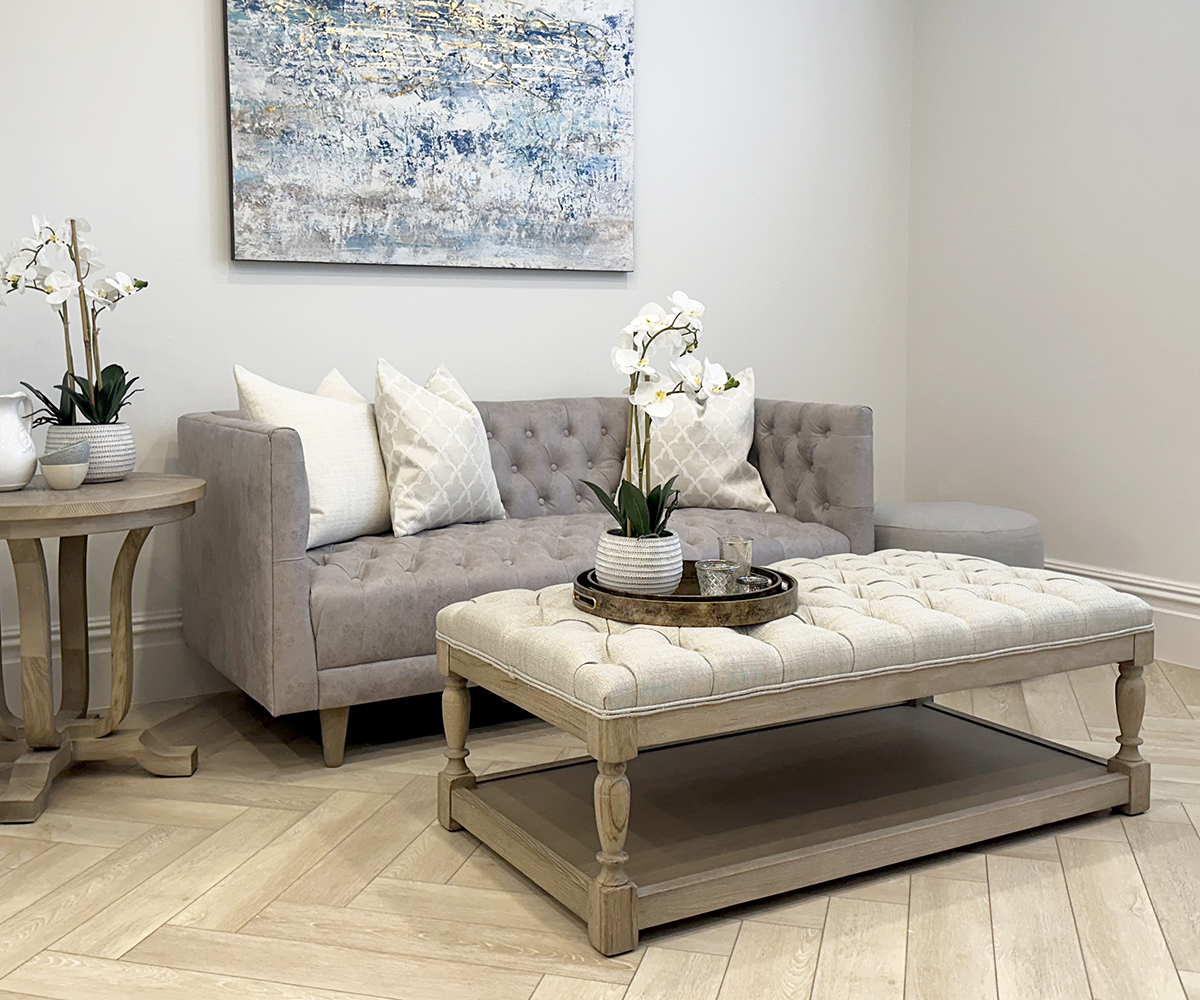 DISCONTINUED- Lars 2 Seater Sofa in Ash Grey Leather