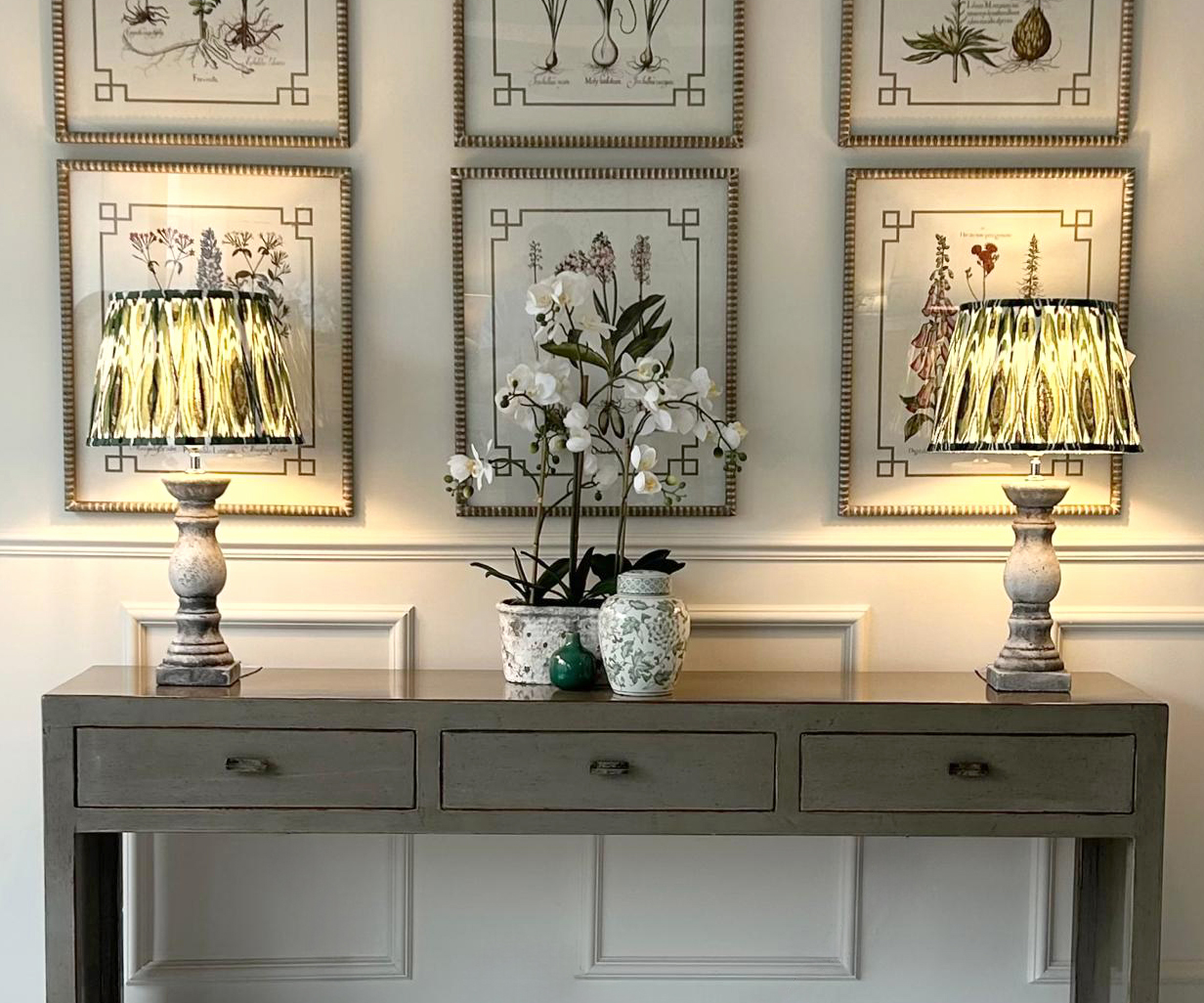 EX-DISPLAY - Stone Lampbase with Ikat Shade