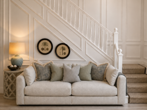 Lexington 3 Seater Sofa in Silver Fabric