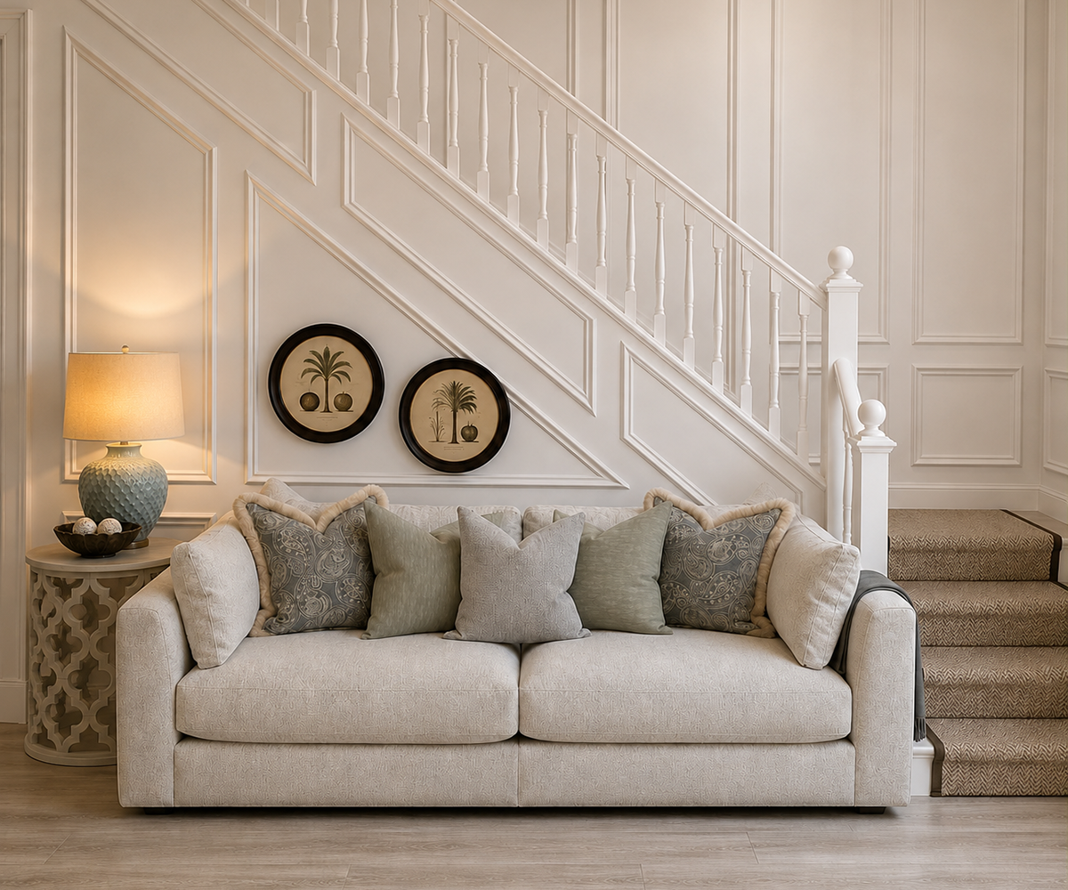 Lexington 3 Seater Sofa in Silver Fabric