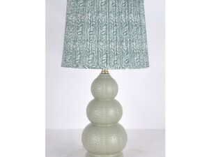 Urchin Lamp in Sage Green with Pleated Green Leaf Shade