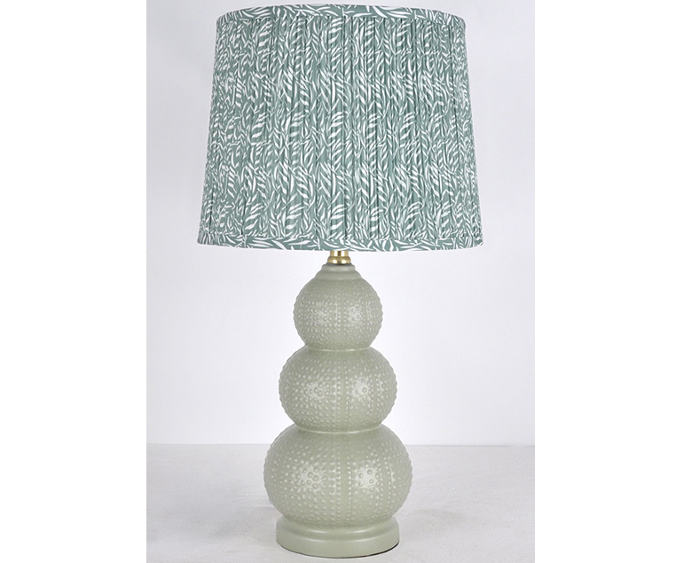 Urchin Lamp in Sage Green with Pleated Green Leaf Shade