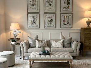 Soho 3 Seater Sofa and Footstool with Wooden Base in Porridge