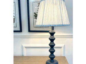 Tabitha Table Lamp in Stiffkey Blue with Blue Stripe Pleated Shade