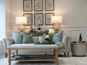 Ex-Display - Complete Set - Soho 3 Seater Sofa in Linen, Small Bobbin Coffee Table & Amelia Footstool 