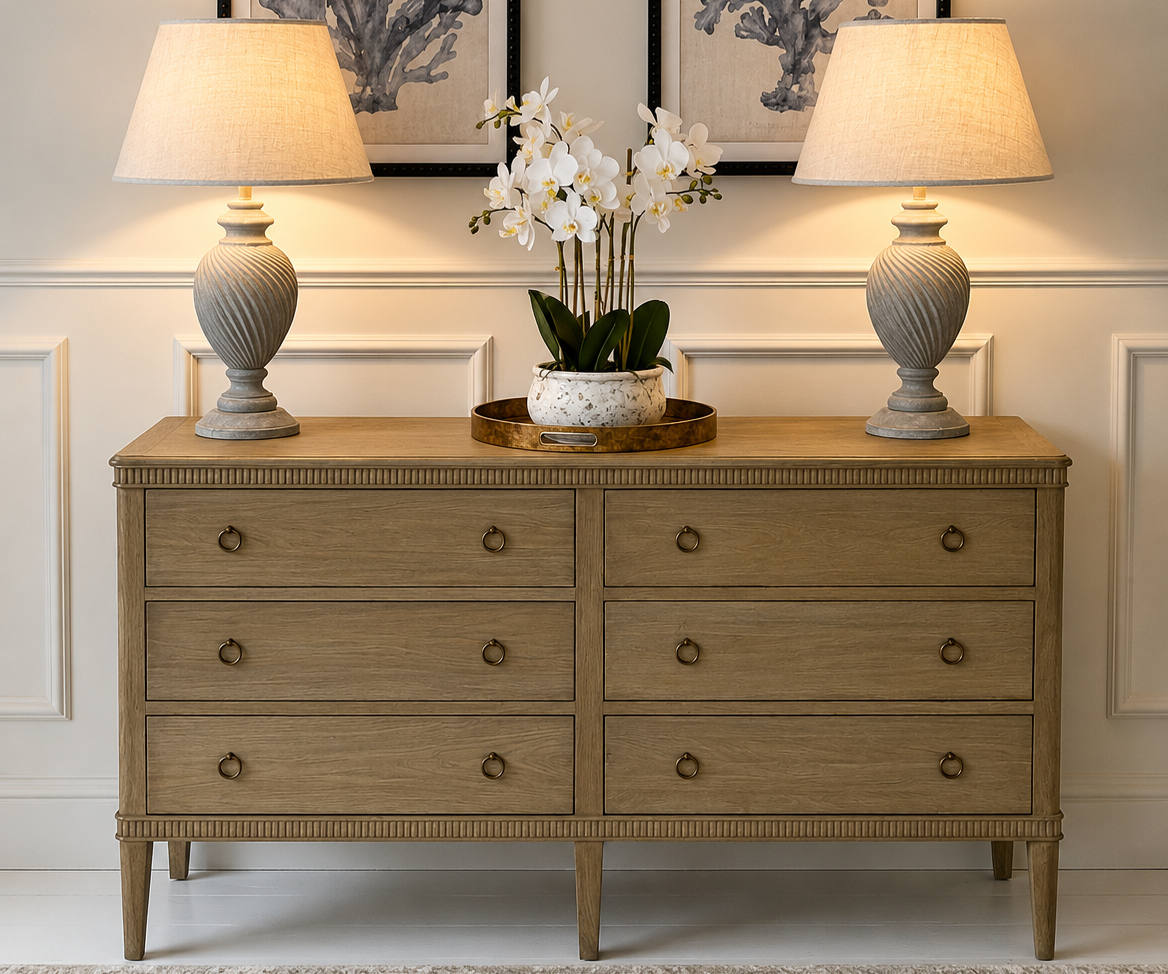 EX-DISPLAY - Gustavian 6 Drawer Sideboard