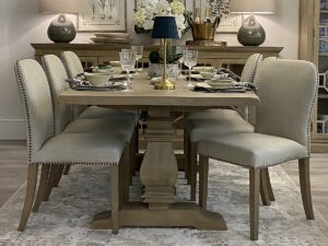 PRE-ORDER - Halland 240cm Oak Dining Table with Oak Base & 8 Henley Dining Chairs