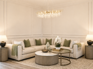 Lexington Corner Sofa in Silver Fabric