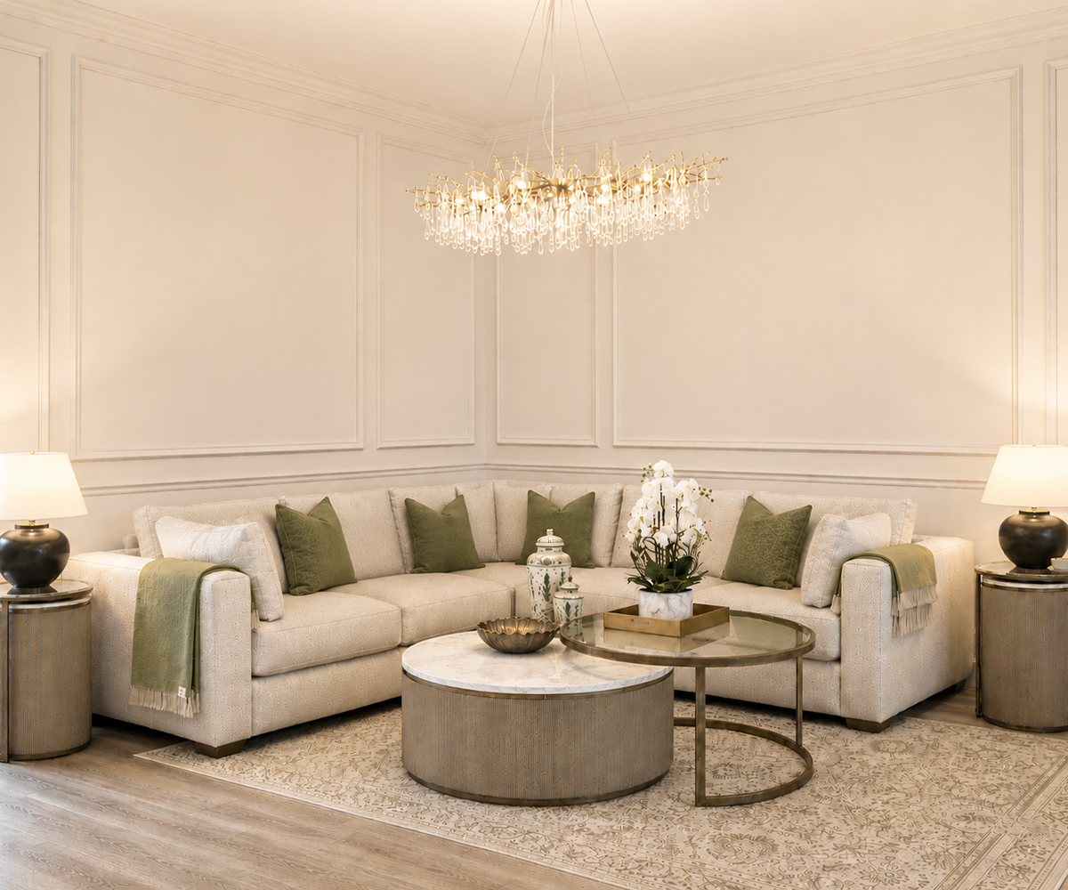 Lexington Corner Sofa in Silver Fabric