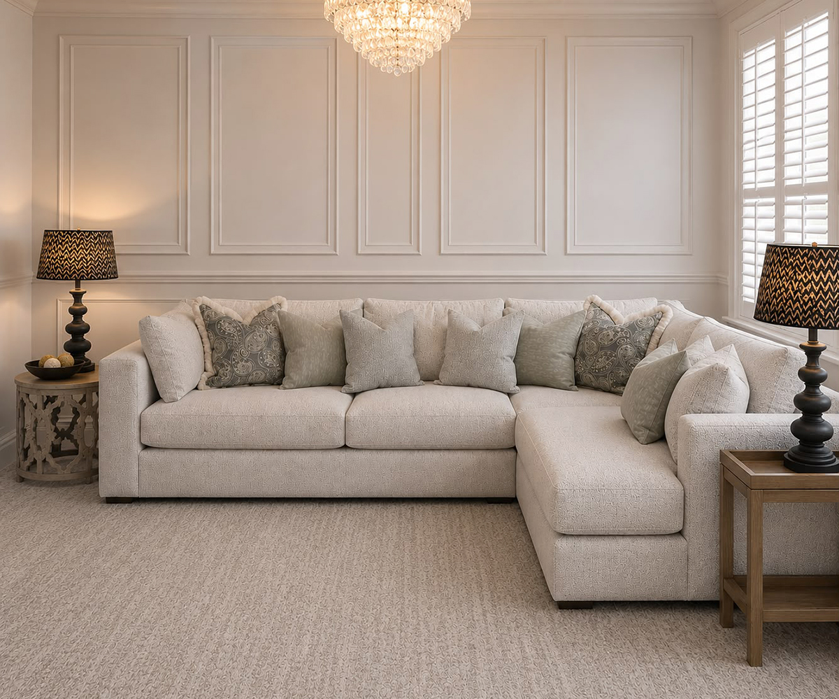 Lexington XL Corner Sofa in Silver Fabric