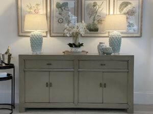 Oriental Style Mei 4 Door 2 Drawer Sideboard in Grey