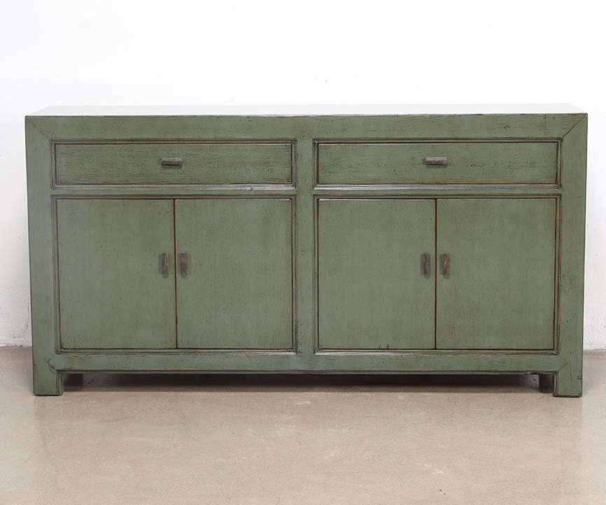 Oriental Style Mei 4 Door 2 Drawer Sideboard in Moss