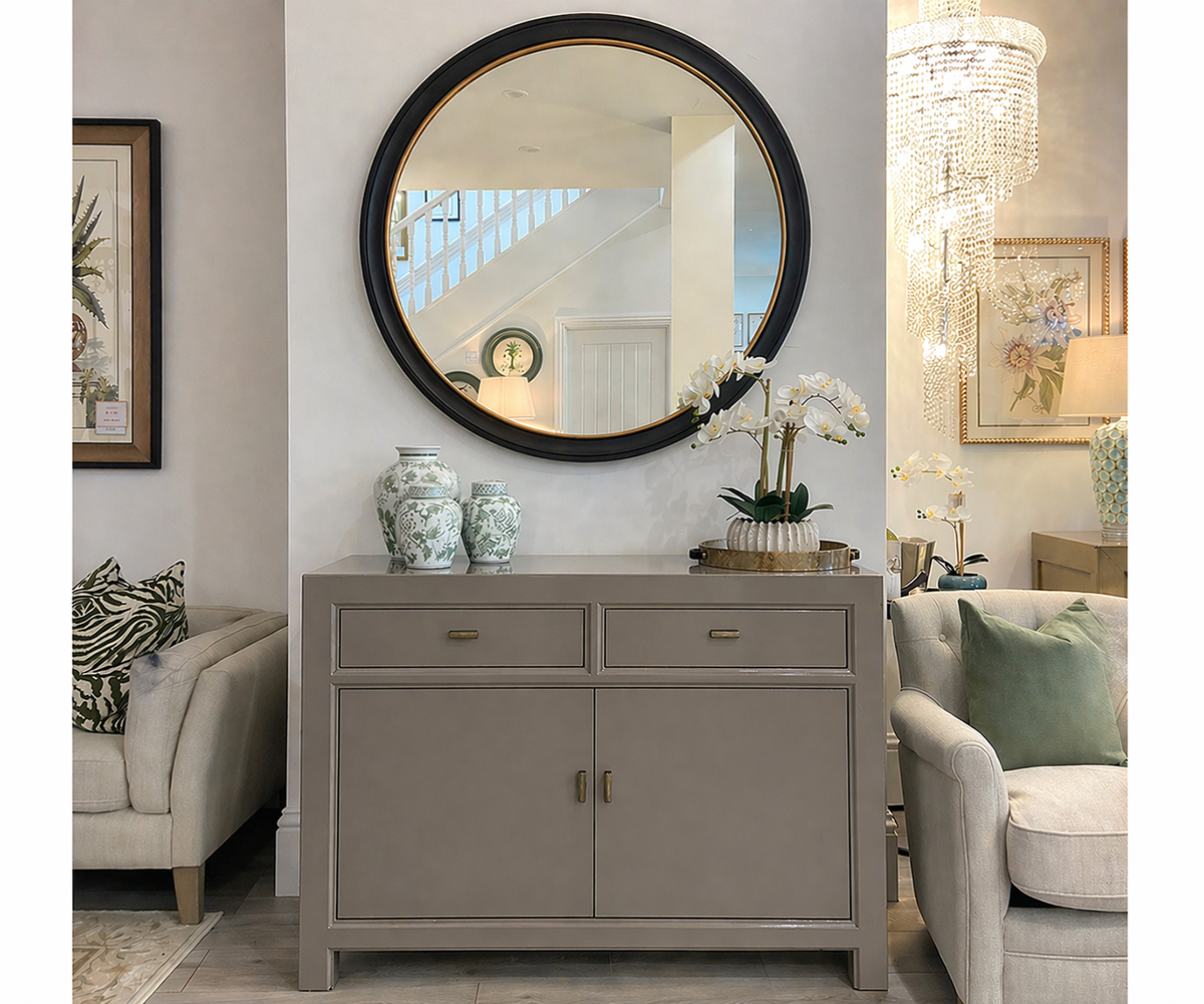 EX-DISPLAY - Oriental Style Mei 2 Door 2 Drawer Sideboard in Grey