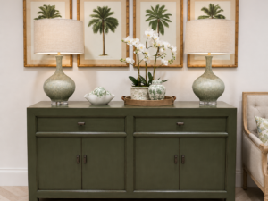 Oriental Style Mei 4 Door 2 Drawer Sideboard in Moss