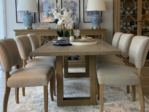 PRE-CHRISTMAS DELIVERY - Newport Dining Table, 200cm & 6 Lars Dining Chairs in Clay Leather