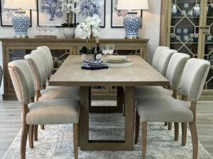 PRE-CHRISTMAS DELIVERY - Newport Dining Table, 240cm & 8 Lars Dining Chairs in Clay Leather
