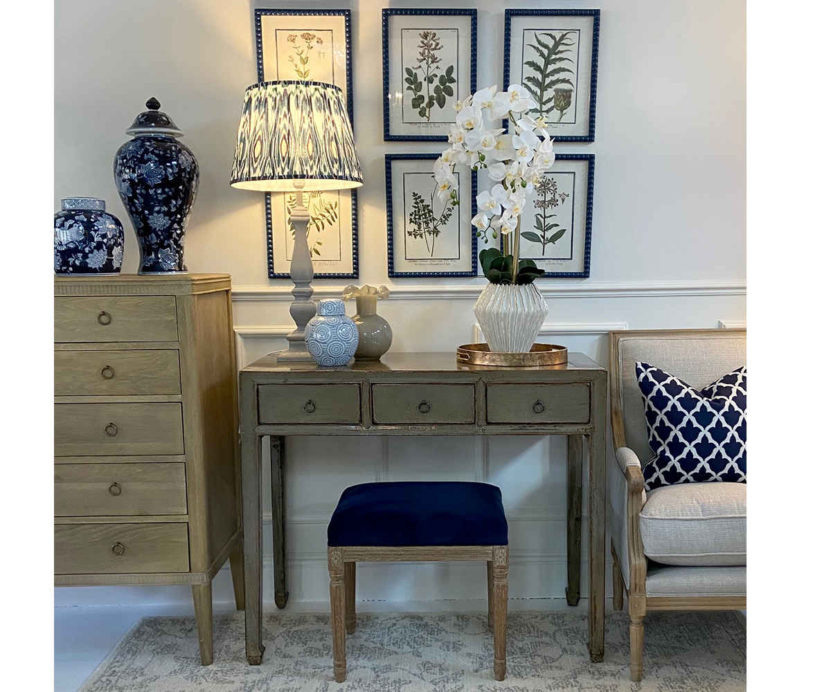 Complete Set - Original Desk, Stool, Lamp, Set of 6 Prints + Orchid