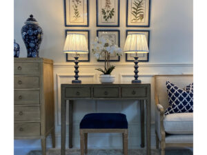 Complete Set - Original Desk, Stool, 2 Lamps, Set of 6 Prints + Orchid