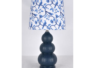 Urchin Lamp in Indigo with Birds of Paradise Shade