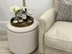 Amelia Ottoman in Chalk Fabric