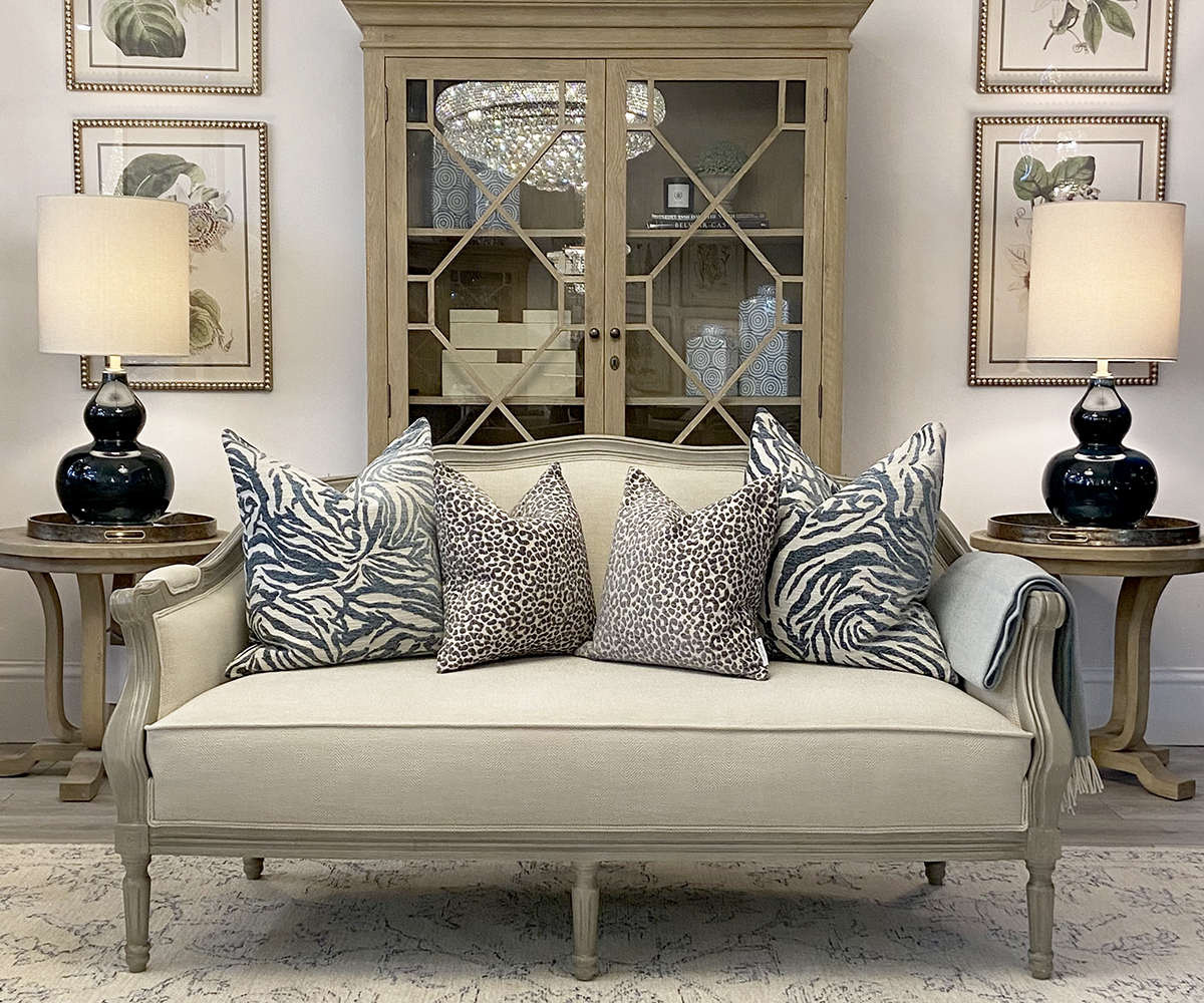 Louis Sofa in Oatmeal Herringbone Fabric