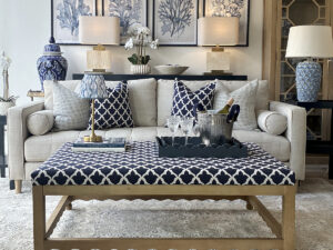 Stockholm Ottoman in Pergola Ink