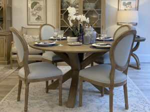 EX-DISPLAY - Harrison Round Dining Table,150cm & 4 Markus Dining Chairs