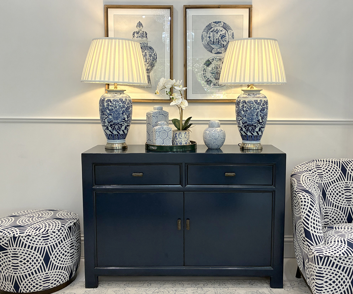 EX-DISPLAY - Oriental Style Mei 2 Door 2 Drawer Sideboard in Indigo