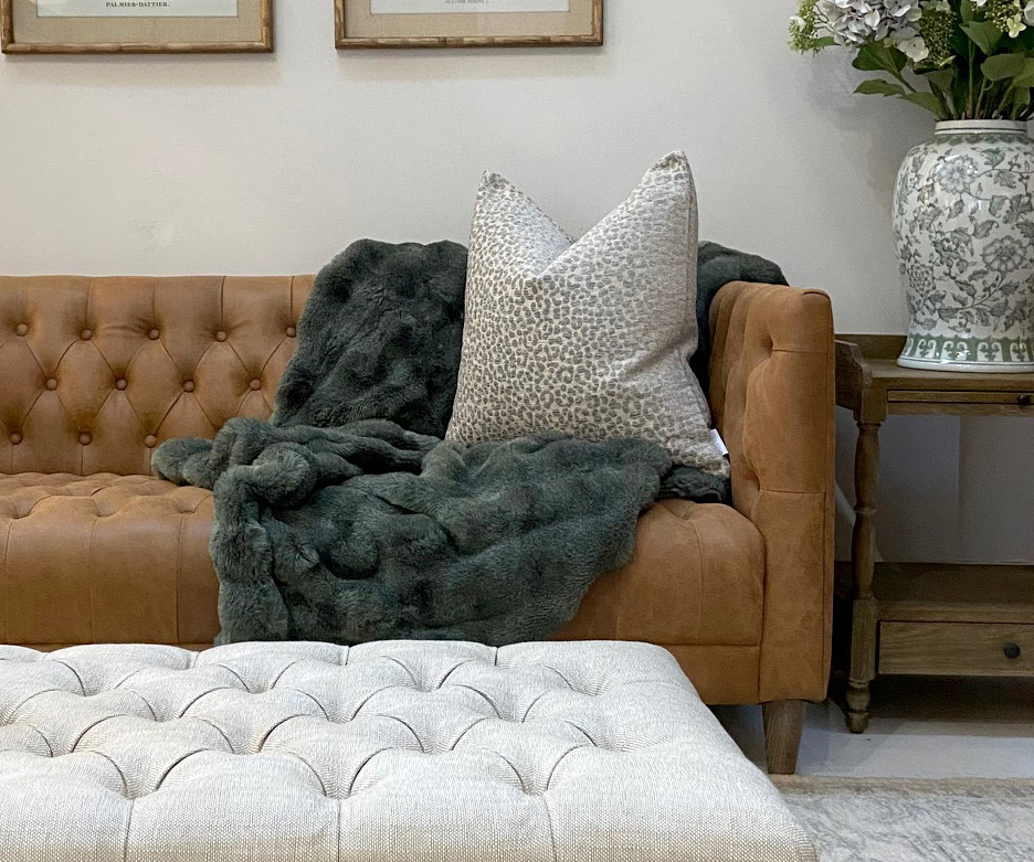 Faux Fur Throw - Sage, 145 x 170cm