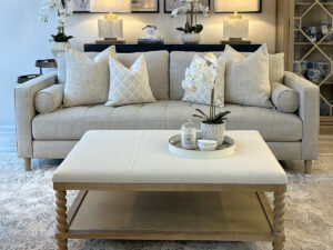 Small Bobbin Coffee Table in Natural Calico, 110cm