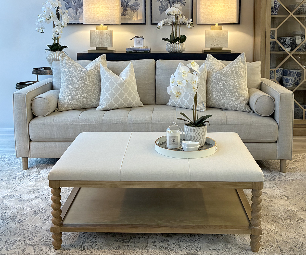 Small Bobbin Coffee Table in Natural Calico, 110cm