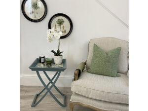 Palm Shadows Tray Table on Coastal Blue Base