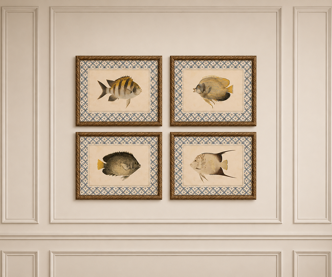 Set of 4 Framed Coastal Water Prints - DISCONTINUED