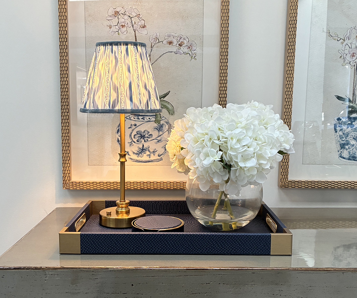 18cm Lampshade in Ikat Denim