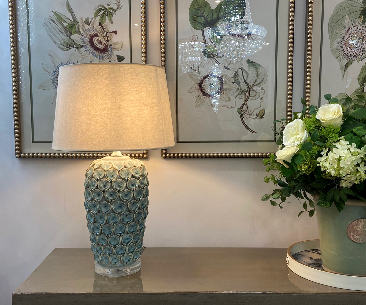 Flora Lamp & Shade in Spa Blue