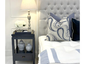 Oriental Style Bedside Chest in Indigo