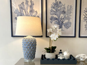 Set of 2 Rectangular Scalloped Trays in Indigo