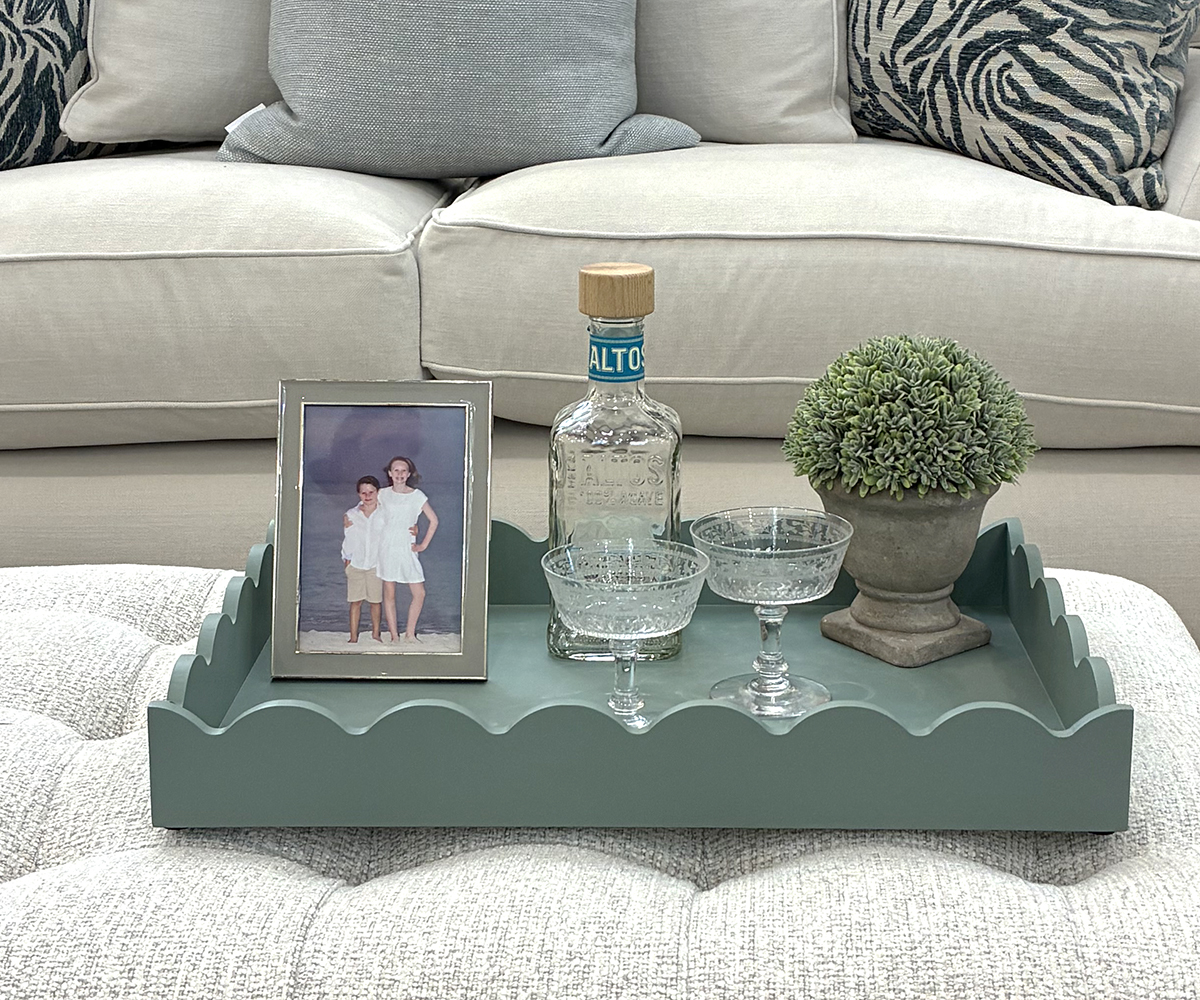 Rectangular Scalloped Tray in Eau De Nil - Large