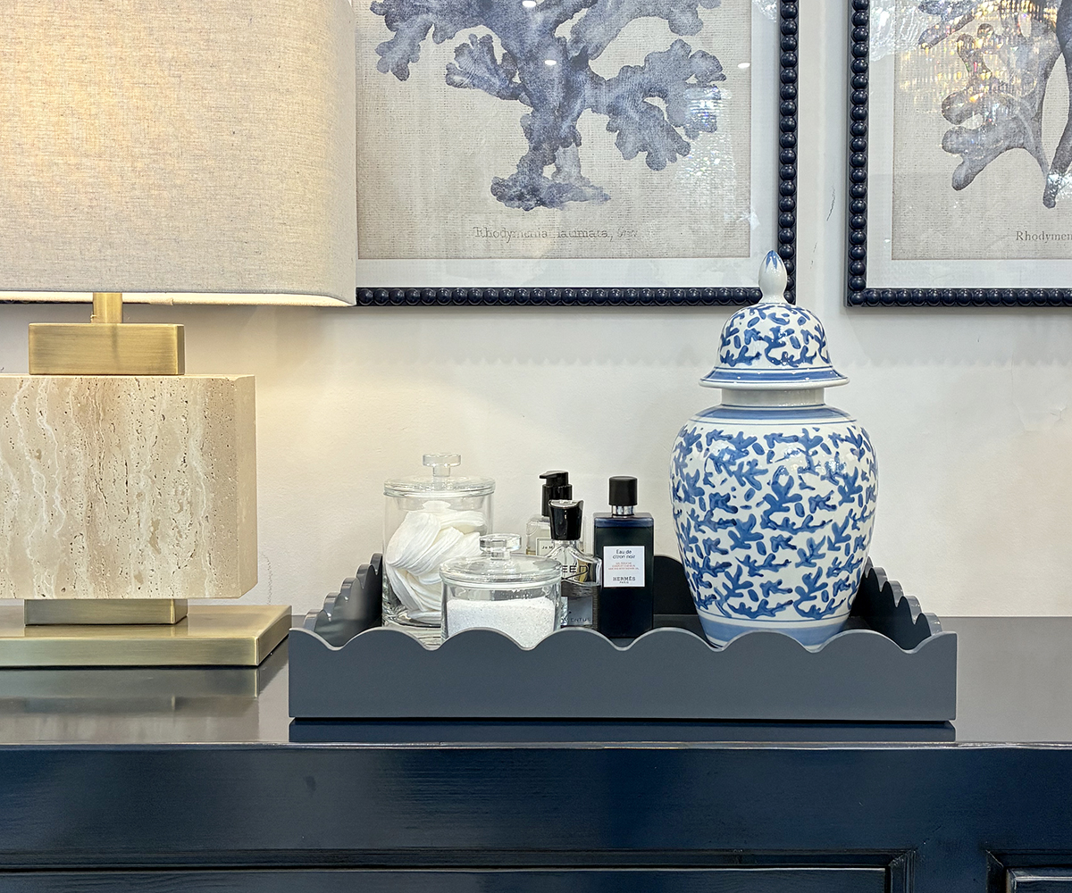 Rectangular Scalloped Tray in Indigo - Large