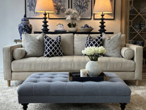 Large Woodstock Footstool in Denim