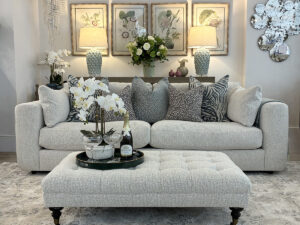 EX-PHOTOSHOOT - Lexington 3 Seater Sofa and Woodstoock Footstool in Cloud