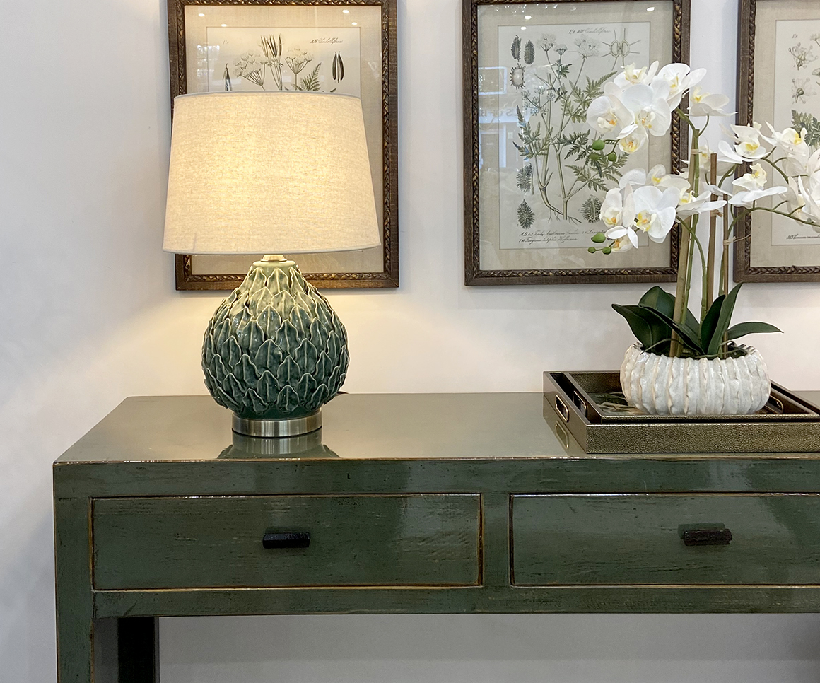 Mulberry Lamp & Shade in Frosty Spruce