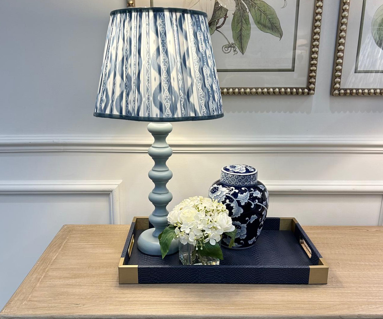 31cm Lampshade in Ikat Indigo