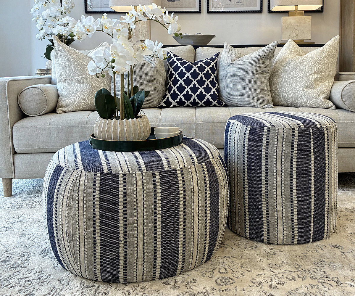 Pierre Ottoman in Hamptons Indigo
