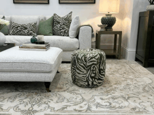 Teddy Stool in Zebra Palm Fabric