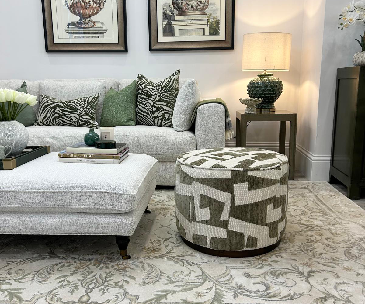 Tiggy Stool in Pablo Moss Fabric