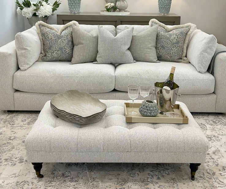 Large Woodstock Footstool in Cloud Fabric