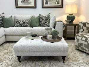 Woodstock Tufted Ottoman in Cloud Fabric