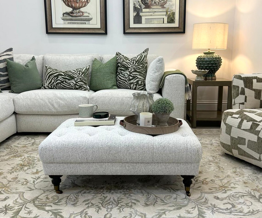 Woodstock Tufted Ottoman in Cloud Fabric