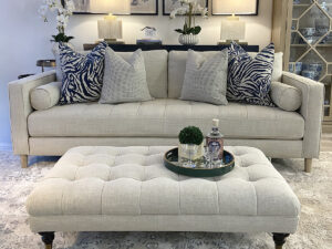 Large Woodstock Footstool in Wheat Fabric